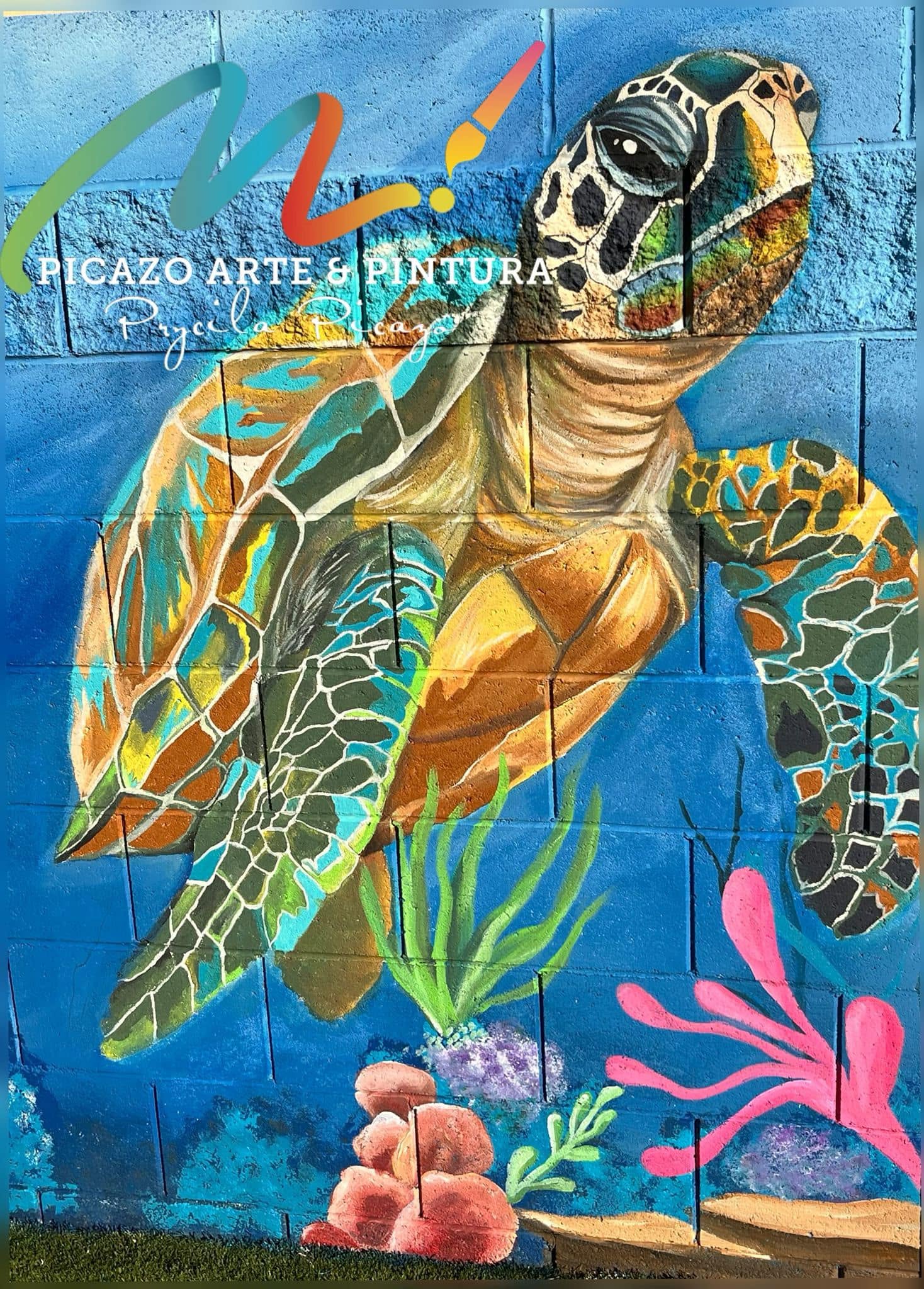 Tortuga marina, muro de block