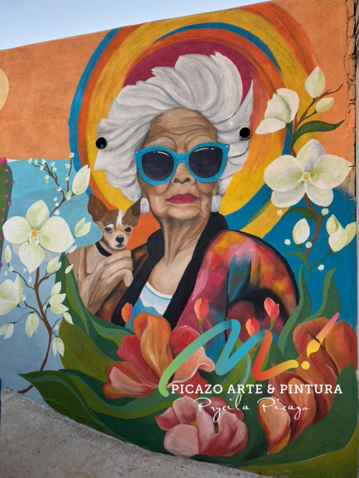 Abuela y chihuahua, retrato personalizado